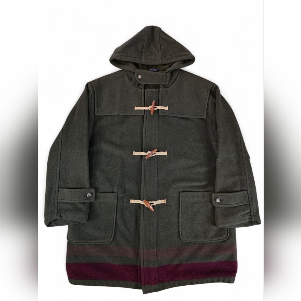 Vintage 90s Tommy Hilfiger Wool Duffle Coat Hooded Toggle Jacket XL